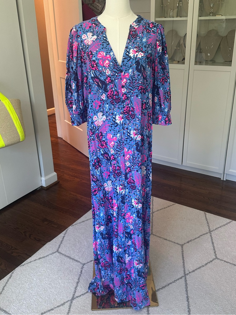 Like New Lilly Pulitzer Andrei Maxi Dress in Boca Blue Birds Eye View size 14